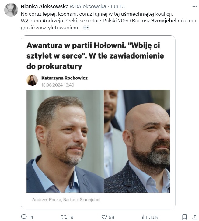 Bartosz Szmajchel znów oskarżony przez partyjnego kolegę