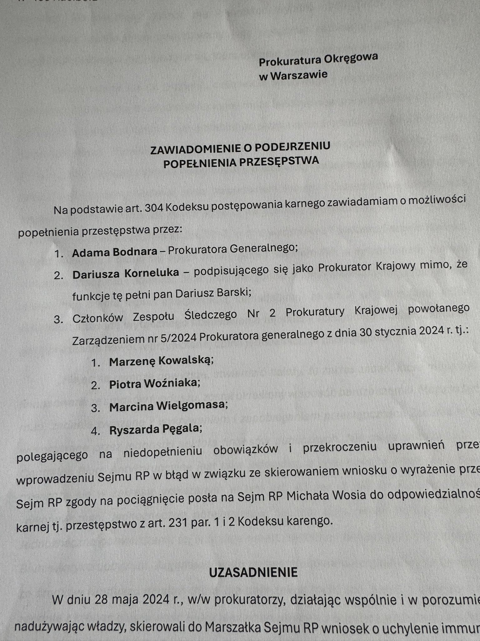 Woś składa zawiadomienie o przestępstwie. Bodnar i jego prokuratorzy na celowniku