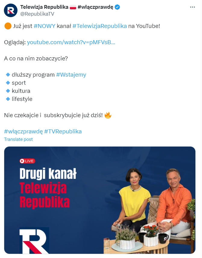 TV Republika będzie miała trzy kanały. Na razie jeden pozostanie w Internecie