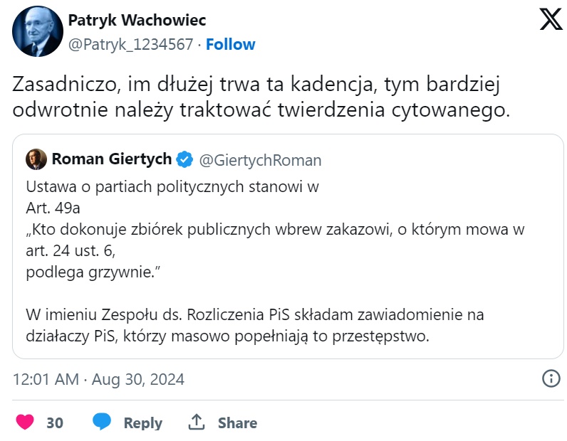 Giertych uważa prośbę o darowizny za nielegalną. Ale tylko dla PiS