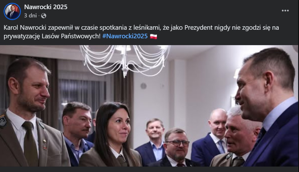 Spotkanie Nawrockiego z leśnikami. Wśród nich Bazela i Nalewajek