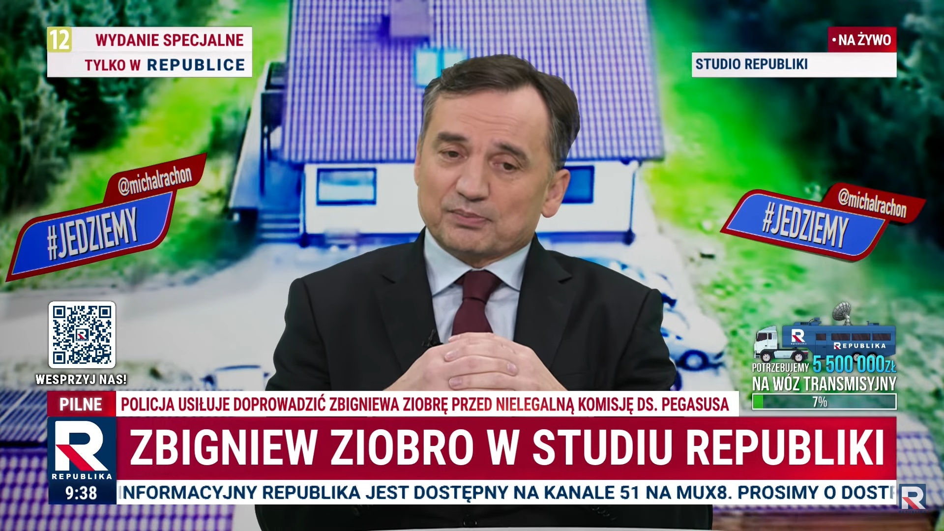 Ziobry nie ma w domu. Ale jest w studiu Telewizji Republika