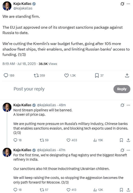 UE przyjmuje 18. pakiet sankcji wobec Rosji. Na celowniku ropa i flota cieni