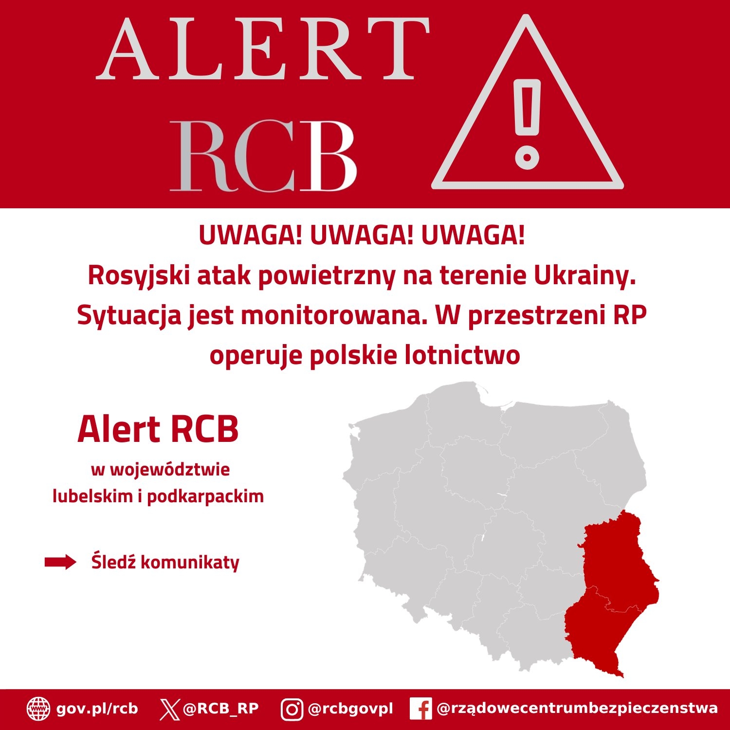 Nocny alert RCB. Wszystko przez atak rosyjskich dronów